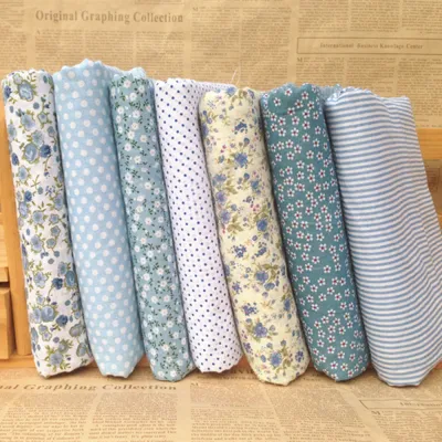 7Pcs/Set Cotton Fabrics Assorted Pre-Cut Thick Tabby Bundle Charm Cotton Quilt Fabric 25x25cm