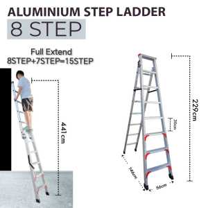 8 STEP Thickening Dual Purpose Aluminium Ladder with Strong Security Lock Warehouse Ladder