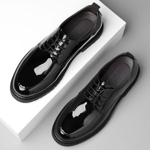 Mens Casual Leather Shoes New Business Suit British Style Black High-End Mens Wedding Groom