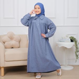 Hana Dress Anak Perempuan Katun Lembut Set Hijab – Baju Muslim Anak Usia 3-15 Tahun