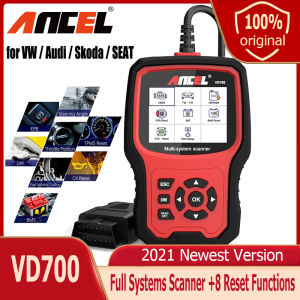 ANCEL VD700 OBD2 All System Scanner For VAG VW Audi Skoda Seat Vehicles with Oil TPMS EPB TPS Injector Adaption Steering Angle Learning DPF 8 Reset Functions EOBD Car Diagnosis Code Reader Scan Tool