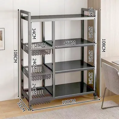 Kitchen Organizer Metal Heavy Duty Storage Shelving Unit with Wheels Large Capacity Mobile Utility Cart Easy to Move Organizer Shelves for Garage Kitchen
