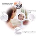 Cermin make up lampu led cermin rias bulat kotak lipat lampu led portable aesthetic mini lampu standing kaca kecil persegi pembesar cembung cekung meja rias unik yang ada lampu ring light. 
