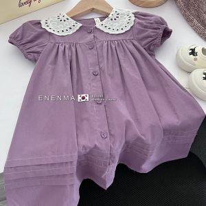 Unlimited X Korean Style Dress for Childrens Clothing Embroidered Hollowed Out Collar Dress for Girls Summer Fashion Cute Princess Dress for Children