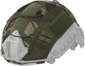 Tactical Helmet Cover Camo Cloth Cover for Fast Helmet with Velcro Nylon Loops & Shock Cord for Military Army Shooting and Paintball Games Size 10.2x16.5