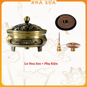 Lư Xông Trầm Hương Hoa Sen Và Đế Đôn Kê Lư Hương Liên Hoa - Thác Khói Trầm Hương - Thờ Cúng Phong Thủy