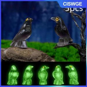 CISWGE 5 10pcs giả chim ma lễ hội Halloween trang trí mô phỏng nhựa đen Crow Halloween thu nhỏ đen Crow bức tượng nhỏ Prop