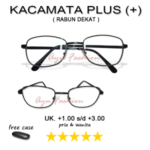 Kacamata Fokus Rabun Dekat Ready Ukuran +1.00 s/d +3.00 PRIA WANITA Frame Ringan Kokoh Besi Metal Ada Nosepad - FREE HARDCASE