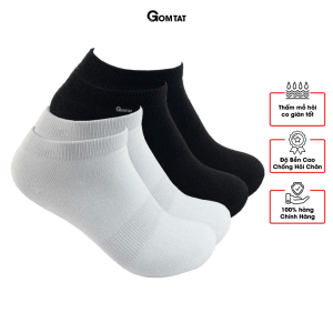 Vớ cổ thấp nam nữ trơn GOMTAT chất liệu cotton mềm mịn thoáng khí hút ẩm cực kỳ êm chân - GOM-KLB-TRONNGAN-1DOI