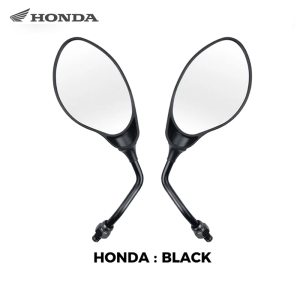 HONDA/YAMAHA CURVED BLACK/CHROME STEM ORIGINAL SIDE MIRROR (with Brackets) NON-GRADED CLEAR LENS 1 PAIR