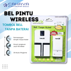 Bel Pintu Wireless Nirkabel Tanpa Baterai Tofuda Bell Pagar Gedung Rumah Kantor Ruko Lantai Door Bell