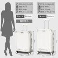 [HAIKUSOUBI] Suitcase Carry Case Aluminum Frame Type Multifunctional White with USB Port Carry Bag Cup Holder Hook Function Smart Phone Stand TSA Lock Charging Function Caster with Brake Shockproof Travel Business Trip Stay White S Size/43L (Carry.... 