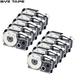 10pcs Compatible XR-12WE XR12WE 12mm Black on White Tape Cartridge for Casio label maker KL-120 KL-100 KL-780 KL1500