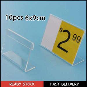10PCS Acrylic Clear Sign Display Holder L-shaped Desktop Price Tag Display Stand Business Card Holders