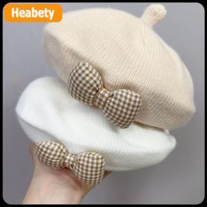 【2-3 ngày giao hàng】 Thời Trang Dễ Thương Bé Hat Rắn Màu Bow Ấm Beret Hat Cho Cô Gái Cổ Điển Công Chúa Beret Hat Trẻ Em Mùa Thu Mùa Đông Cap Quà Tặng