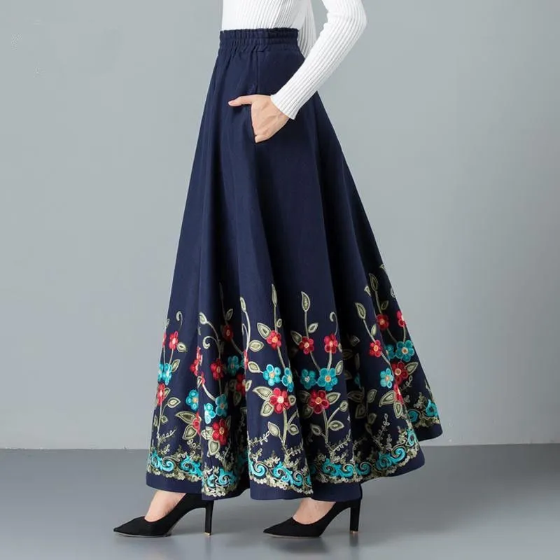 Plus Size Skirt, Women's Maxi Skirt With Boho Print, Long Skirt
