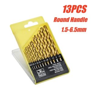13Pcs Set Hex Shank Drill Bit Set Premium 4341 Round Shank HSS Titanium Impact Hex Drill Bits for Wood Steel Metal Plastic Quick Change Design (1.5-6.5mm)