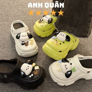 Dép Sục Cross Nữ Đế Mềm Dày 6.5cm Tăng Chiều Cao Thời Trang Cho Nữ Gắn Sticker  Cún Dễ Thương