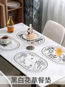 LZD Oilproof and Heatproof Leather Dining Table Cushion Coffee Table Waterproof Heat-Resistant Mat Light Luxury Placemat Coasters Heat-Resistant round Mat