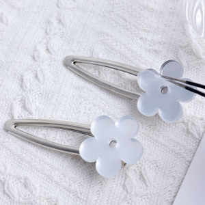 2pcs Mirror Flower Clip Headdress Hair Clip Women Gilrs Duckbill Clip Side Clip Bangs Clip