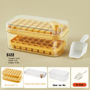 【SKIT SG】[32-Grids / 64 Grids] Ice Making Box Ice Cube Maker Tray Ice-Making Mould Ice-Making Box Tool Gadget One Click Demolding Diy Stackable Ice Grid Ice Cube Tray Mold Storage Box Food Grade Small Ice Maker Kitchen Accessories