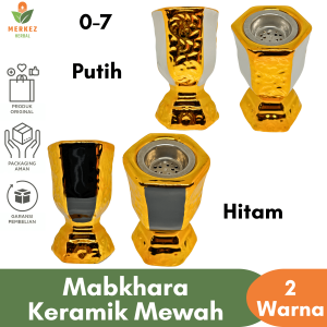 Mabkhara Prapen Keramik Emas | Mabkharah Tempat Wadah Bakar Bukhur Buhur Dupa Arab Mewah Aesthetic