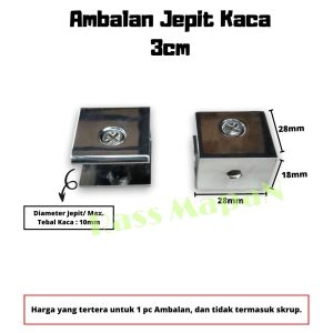Ambalan Penjepit Tatakan Kaca Kotak Persegi 3 dan 6 cm