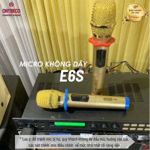 Bộ micro không dây ONTEKCO E6s Mic pin tiều Mu02 Pin sạc hút âm mạnh hát karaoke dùng cho mọi loa kéo amply gia đình