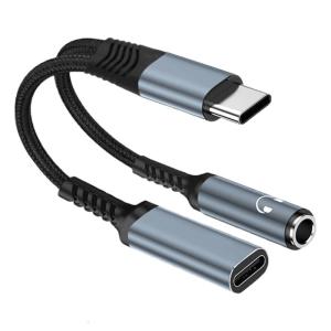 พอร์ตสองพอร์ต Type C ถึง3.5มม. ตัวแยกเสียงและสายชาร์จ PD60W พร้อมตัวในชิป DACs สำหรับเสียง HIFIs
