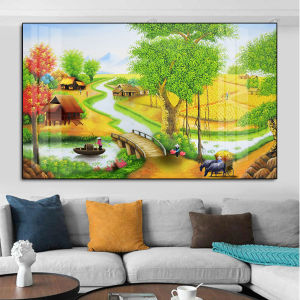 Tranh phong cảnh đồng quê siêu đẹp tranh tráng gương 5D