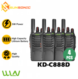 WLN KD-C888D VHF/UHF 400-470MHz 5W Two Way Walkie Talkie Radio with High Illumination Flashlight- SET OF 4