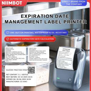 NIIMBOT B1 Inkless Label Printer Direct Thermal 203dpi 20-50mm/s Print Speed Bluetooth USB Connectivity Portable Medical Food Label Maker 1500mAh Battery 132.2 x 91.2 x 61.6mm