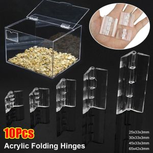 LUCHY WATCHES 10Pcs Transparent Folding Hinge Clear Acrylic Furniture Hardware 270 Degree Door Hinges DIY Cabinet Door Box