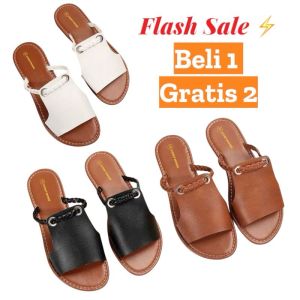 SL Flash Sale Beli 1 Gratis 2 Sandal Teplek Wanita Selop Tali Kepang Terbaru 2025
