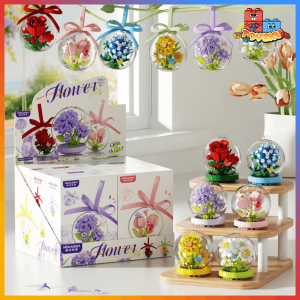 Toyzku Mekansm Flower Crystal Ball Building Blocks Rose Jasmine Display Cute DIY Nano Bricks Kid Toy