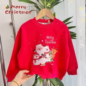 Áo noel cho bé gái và bé trai lót lôngÁo dài tay trẻ em 3-10 tuổi hình các nhân vật giáng sinh chất liệu cao cấp không bai xù