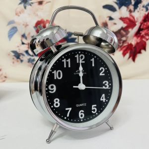 Đồng Hồ Báo Thức inox Sử Dụng 2 Pin Chuông Lớn có Đèn Kim Trôi