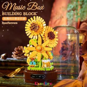 กล่องดนตรี บล็อกของเล่น ตัวต่อ กล่องดนตรีดอกไม้ ของขวัญวันเกิด DIY ของขวัญวันปีใหม่ ของขวัญคริสต์มาส