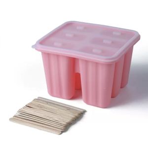 6 Grid Silicon Ice Cream Molds Popsicle Mould for DIY Homemade Ice Cream