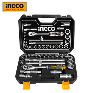 INGCO 25 pcs 1/2" Socket Set & Screwdriver Bit Torx Ratchet Driver Case Tool Kit Work fine with Impact Driver HKTS12251