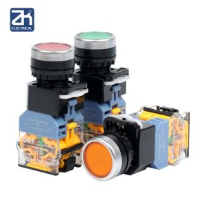 1pcs Led Momentary Push Button Switch Mayitr Ac 220v No+nc Start Stop Dpst Switches For Starter Contactor Relay