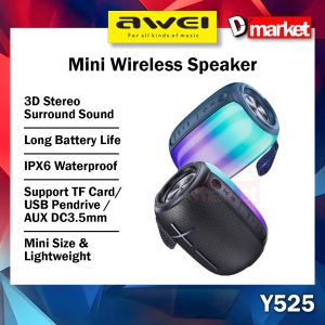 Awei Y525 Mini Wireless Speaker RGB Light Mini Speaker Outdoor Portable Surround Sound Bluetooth Speaker Awei Speaker