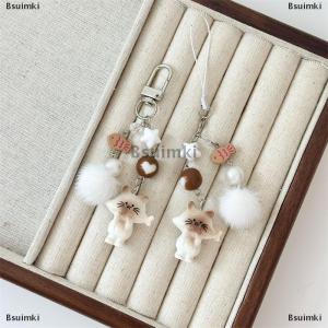 [COD] Bsuimki Dễ Thương Mèo Con Mèo Lông Bóng Hạt Keychain Mặt Dây Chuyền Sao Cá Quyến Rũ Dây Buộc Cô Gái Chuỗi Điện Thoại Đáng Yêu Ba Lô Túi Trang Trí Vài Quà Tặng
