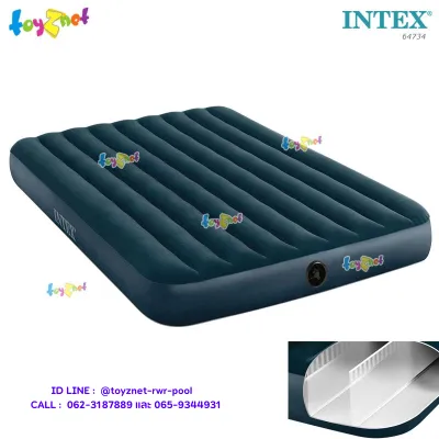 Intex ที่นอนเป่าลม 5 ฟุต (ควีน) 1.52x2.03x0.25 ม. ดูรา-บีม ไฟเบอร์-เทค โครงสร้างใหม่ นอนสบายขึ้น สีเขียวมิดไนท์ รุ่น 64734