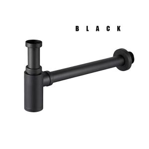 Ciencia Brass Round Bottle P Trap Adjustable Drain Tube Set with Pop Up Drainer Basin Sink Waste Trap Wall Mount