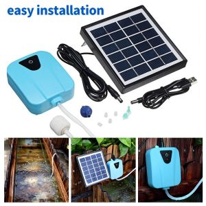 NOXIER Solar Powered/Dc Charging Oxygenator Water Pump Pond Aerator 1 Air Stone Aquarium 2l/Min Oxygenator Water Oxygen Pump Aquarium Fish Tank Portable Mini Air
