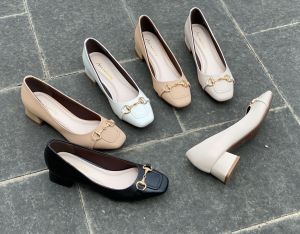 (ảnh thật  kèm video) GIÀY CAO GÓT MŨI VUÔNG KHÓA NGANG HÀNG ĐẸP CAO 3 PHÂN