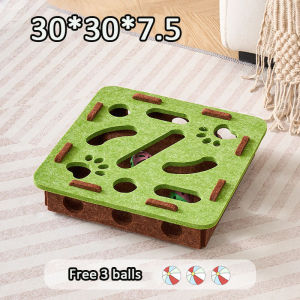 Felt Cat Puzzle Box With 3 Balls Interactive Pet Teasing Bell Maze Felt Splicing Box Cat Toy
