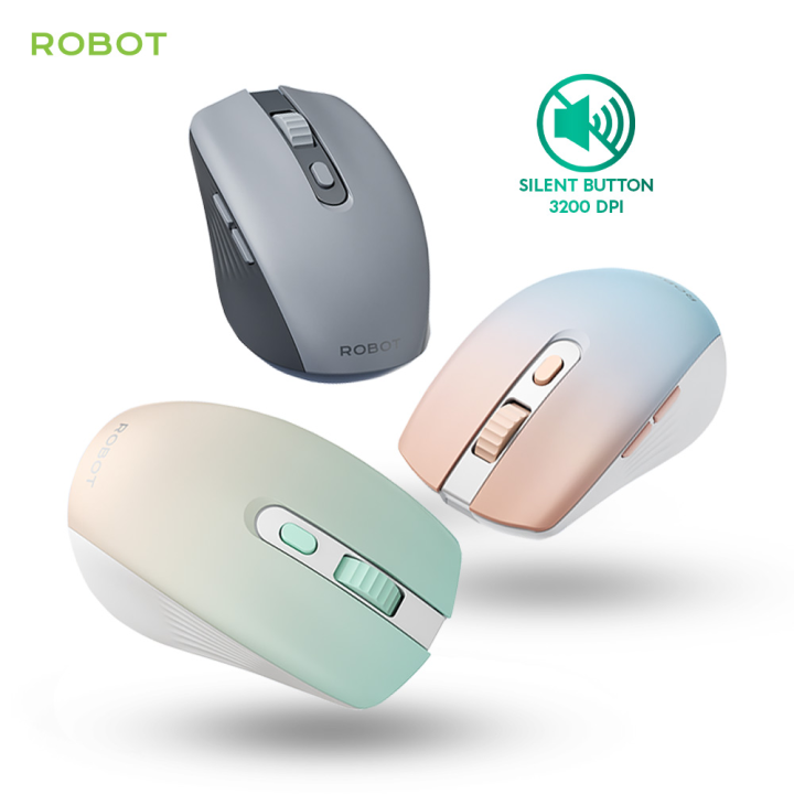 ROBOT M370 Wireless Mouse 2.4GHz Silent Click Optical 3200DPI with USB ...