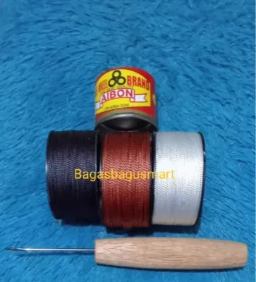 paket komplit sol sepatu jarum gagang kayu 1+benang 3 warna + lem serbaguna BISA COD